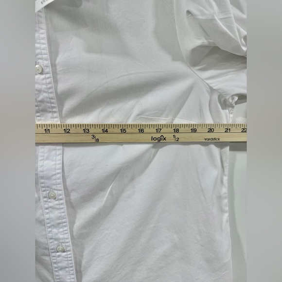 J.Crew Factory Puff Sleeve Button-Down Shirt Women L White Collared Cotton Blend - Picture 9 of 10